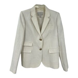J. Crew Schoolboy Cream Linen Classic Blazer Jacket, Pockets, Sz 6 Ivory jacket